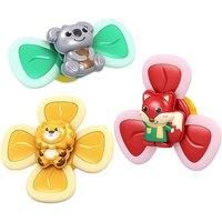 3 Piece Animal Spinner Toy Set With Suction