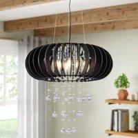 6 Light Wood Caged Crystal Dimmable Chandelier