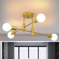 Sputnik Chandelier - Gold 4-Light Adjustable Metal Ceiling Light