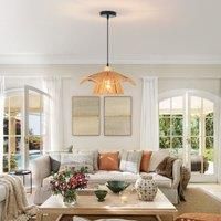 1 Light Farmhouse Boho Rattan Pendant Light