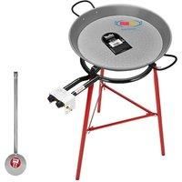 Paella Cooking Set with 60cm Polished Steel Paella Pan, Gas Burner, Legs and Skimming Spoon