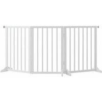 Versatile Wooden Foldable Freestanding 4 Panel Pet Gate, Modern Finish