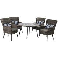 5 PIECE Luxury Rattan Dining Set with Soft Cushion and Round Table