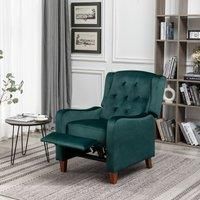 Velvet Wingback Recliner Armchair with Adjustable Backrest and Footrest