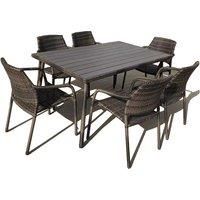 120X84CM Rectangular Table and 4 Armchairs Furniture Set, Metal Frame