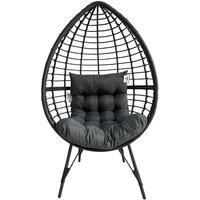 Rattan Standing Egg Chair, with Removable Water-Resistant Cushions, Metal Frame Stand