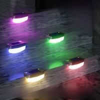 RGB LED Solar Lamp Step Deck Lights Waterproof Outdoor Garden Courtyard Stairs Railing Fence Decoration Lighting Cold/Warm White
