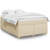 Box Spring Bed with Mattress Cream 140x200 cm Fabric