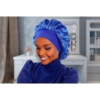Satin Hair Bonnet - Pack Of 3! - Blue