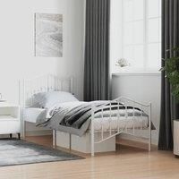 Metal Bed Frame with Headboard and Footboard White 90x200 cm