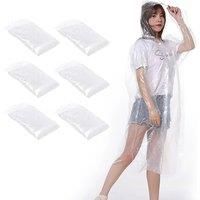 6 Pack Of Disposable Rain Ponchos