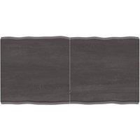 Table Top Dark Grey 120x60x(2-6) cm Treated Solid Wood Live Edge