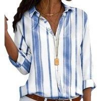 Loose V-Neck Striped Shirt - 5 Sizes & 4 Colours! - Grey