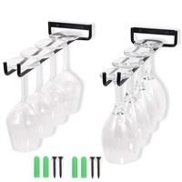 Wine Cup Metal Organizer, Wine Glass Rack with Screws, Wine Glass Rack, Stemware Racks, Stemware Wine Cup Holder, for Bar Kitchen Wine Cabinet Wine Glass Storage Collection (Black)
