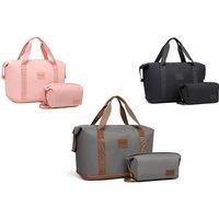 2Pc Expandable Waterproof Travel Duffel Bag Set - 3 Styles - Black