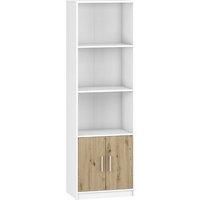 White & Oak Klio Bookcase with Storage - Modern Furniture with Shelves and Cabinet