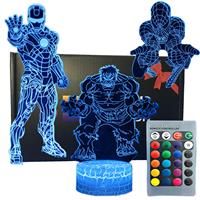 SNOMYRS Illusion Super Hero Night Light Lamp Color 3D 16 Fans(3Pack)