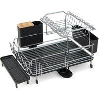 2-Tier Detachable Kitchen Dish Drying Rack With Drainboard