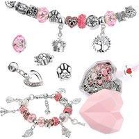 Diy Charm Bracelet Set For Kids - Blue Or Pink