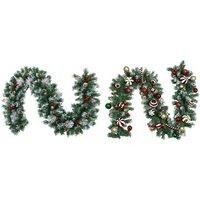 2m Artificial Green Garland with Candy Cane or Berry Decorations