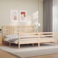 Bed Frame with Headboard 200x200 cm Solid Wood