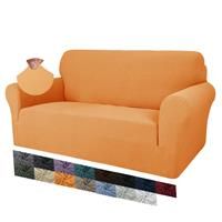 MAXIJIN Creative Jacquard Couch Covers for 2 Seater, Super Stretch Non Slip Love Seat Sofa Cover for Dogs Pet Friendly Elastic Furniture Protector Loveseat Slipcovers (2 Seater, Orange)