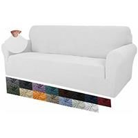 MAXIJIN Creative Jacquard Couch Covers for 3 Seater, Super Stretch Non Slip Sofa Cover for Dogs Pet Friendly 1-Piece Elastic Furniture Protector Sofa Slipcovers (3 Seater, White)