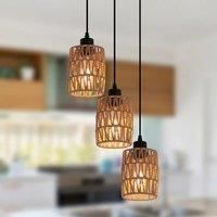 3 - Light Rattan Farmhouse Cluster Pendant Light