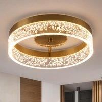 Circular Dimmable LED Flush Mount Ceiling Light,Gold,25.59cm