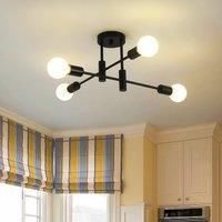 4-Light Modern Black Metal Industrial Vintage Sputnik Ceiling Light