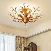 4-Light Vintage Gold Crystal Ceiling Lights