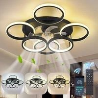 Modern LED Dimmable Bladeless Ceiling Fans with Lights Black 63cm