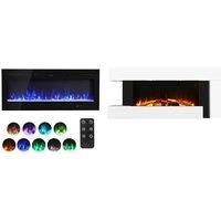 Modern 50-Inch Wall Mounted Electric Fireplace with Custom Flames - 2 Options