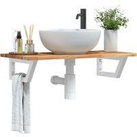 Basin Shelf Wall Mounted Steel and Solid Wood Acacia
