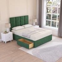 Jasmine Plush Velvet Memory Foam Bed Set With 2 Drawers, Mattress & Headboard