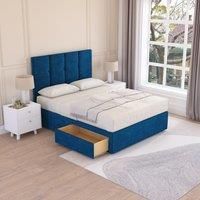 Jasmine Plush Velvet Memory Foam Bed Set With 2 Drawers, Mattress & Headboard
