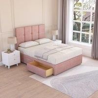 Jasmine Plush Velvet Memory Foam Bed Set With 2 Drawers, Mattress & Headboard