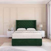 Dior Wing Bed Set No Drawers With Ortho Sprung Mattress & 54" Floor standing Headboard Plush Velvet
