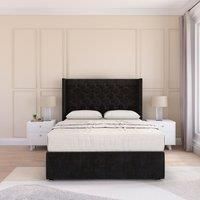 Dior Wing Bed Set No Drawers With Ortho Sprung Mattress & 54" Floor standing Headboard Plush Velvet