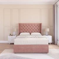 Dior Wing Bed Set No Drawers With Ortho Sprung Mattress & 54" Floor standing Headboard Plush Velvet
