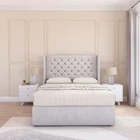 Dior Wing Bed Set No Drawers With Ortho Sprung Mattress & 54" Floor standing Headboard Plush Velvet