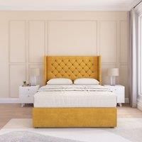 Dior Wing Bed Set No Drawers With Ortho Sprung Mattress & 54" Floor standing Headboard Plush Velvet