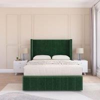 Melbourne Upholstered Wingback Bed Set With No Drawers & 54" Floor standing Headboard -Plush Velvet