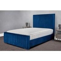 Khloe Bed Frame with Sprung Memory Foam Mattress- Navy Plush