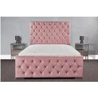 FLORIDA Bed Frame with Sprung Memory Foam Mattress- Pink Plush