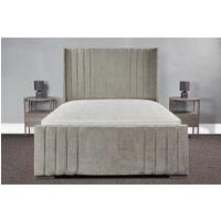 Elise Wing Back Bed Frame with Sprung Memory Foam Mattress- Silver Plush