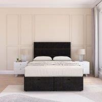 Texas Plush Fabric Ottoman Bed End Opening With Sprung Memory Mattress & 26 Inch strut Headboard