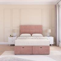 Texas Plush Fabric Ottoman Bed End Opening With Sprung Memory Mattress & 26 Inch Headboard