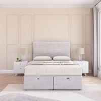 Texas Plush Fabric Ottoman Bed End Opening With Sprung Memory Mattress & 26 Inch strut Headboard