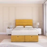 Texas Plush Fabric Ottoman Bed End Opening With Sprung Memory Mattress & 26 Inch strut Headboard
